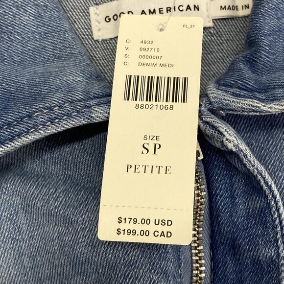 Good American Women’s Fit For Success Short-Sleeve Button-Up Jumpsuit  Blue – SP - Picture 3 of 8